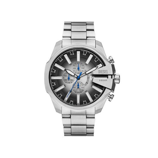 Diesel DZ4686 muški sat Mega Chief Slim Chronograph Silver Tone Blue Detail Sunray Dial 48mm