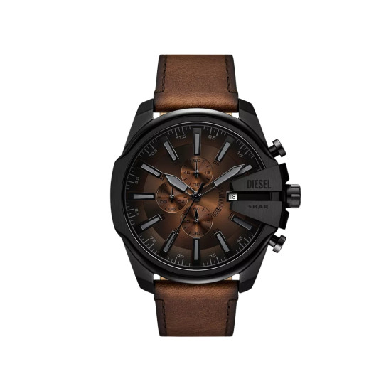 Diesel DZ4692 muški sat Mega Chief Slim Chronograph Sunray Gradient Dial in Black and Brown kožni kaiš 48mm