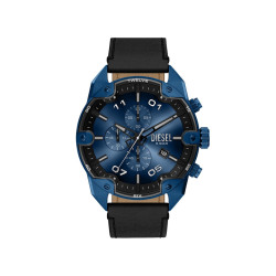 Diesel DZ4703 muški sat Spiked Chronograph Black and Blue Sunray Dial kožni kaiš 49mm