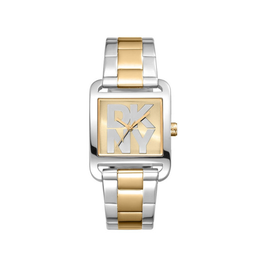 DKNY DK1L001M0075 ženski sat City Maxi Two Tone Silver Gold pravougaono kućište Logo Champagne Dial Edition 29mm