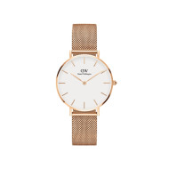 Daniel Wellington DW00100163 ženski sat Petite Melrose Rose Gold Tone Mesh Band Minimal White Dial 32mm