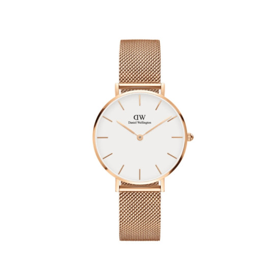 Daniel Wellington DW00100163 ženski sat Petite Melrose Rose Gold Tone Mesh Band Minimal White Dial 32mm