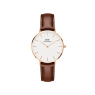Daniel Wellington DW00100175 ženski sat Petite St Mawes Rose Gold Tone kožni kaiš Brown Minimal White Dial 32mm