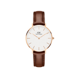 Daniel Wellington DW00100175 ženski sat Petite St Mawes Rose Gold Tone kožni kaiš Brown Minimal White Dial 32mm