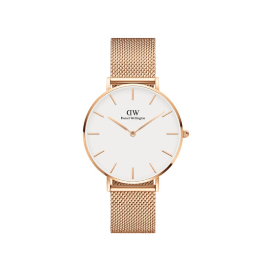 Daniel Wellington DW00100305 ženski sat Petite Melrose Rose Gold Tone Mesh Band Minimal White Dial 36mm