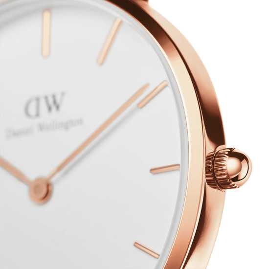 Daniel Wellington DW00100305 ženski sat Petite Melrose Rose Gold Tone Mesh Band Minimal White Dial 36mm