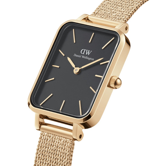 Daniel Wellington DW00100557 ženski sat Quadro Pressed Gold Tone Minimal Black Dial 20mm