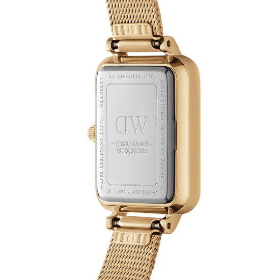 Daniel Wellington DW00100557 ženski sat Quadro Pressed Gold Tone Minimal Black Dial 20mm
