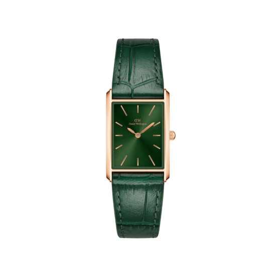 Daniel Wellington DW00100694 ženski sat Bound Rose Gold Tone pravougaoni kožni kaiš Crocodile Emerald Sunray Dial 22mm