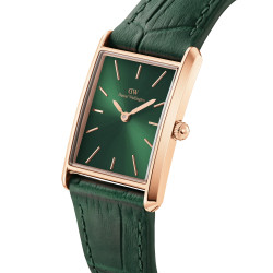 Daniel Wellington DW00100694 ženski sat Bound Rose Gold Tone pravougaoni kožni kaiš Crocodile Emerald Sunray Dial 22mm