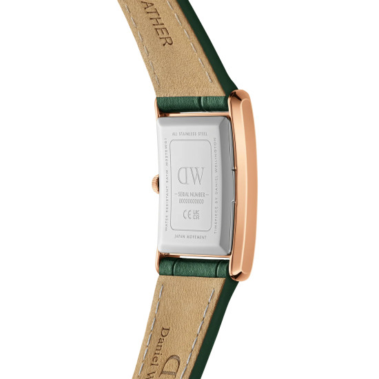 Daniel Wellington DW00100694 ženski sat Bound Rose Gold Tone pravougaoni kožni kaiš Crocodile Emerald Sunray Dial 22mm