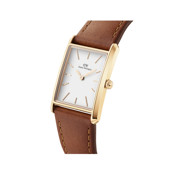 Daniel Wellington DW00100696 ženski sat Bound Durham Gold Tone pravougaoni kožni kaiš Cognac Brown 22mm