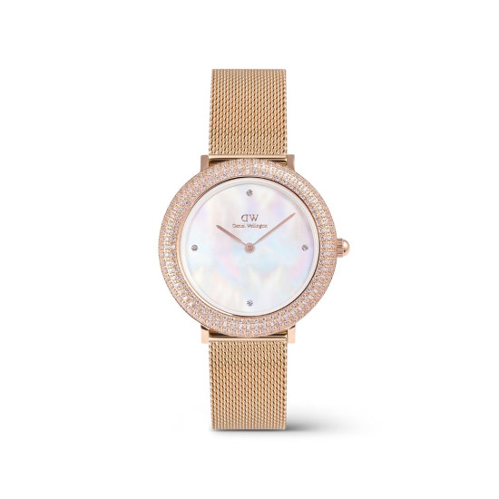 Daniel Wellington DW00100823 ženski sat Crystalline Bezel Rose Gold Melrose Mesh Band Mother of Pearl Dial 32mm