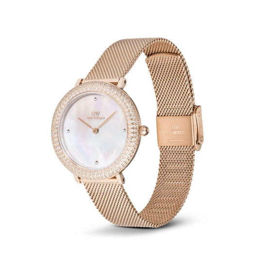 Daniel Wellington DW00100823 ženski sat Crystalline Bezel Rose Gold Melrose Mesh Band Mother of Pearl Dial 32mm
