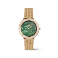 Daniel Wellington DW00100824 ženski sat Crystalline Bezel Gold Tone Mesh Band Green Mother of Pearl Dial 32mm