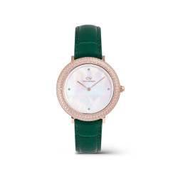 Daniel Wellington DW00100826 ženski sat Crystalline Bezel Rose Gold Green Croc kožni kaiš Mother of Pearl Dial 32mm