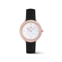 Daniel Wellington DW00100827 ženski sat Crystalline Bezel Rose Gold Black Croc kožni kaiš Mother of Pearl Dial 32mm