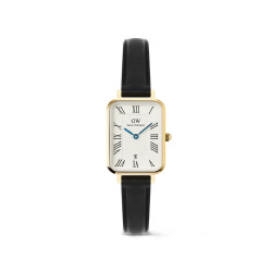 Daniel Wellington DW00100865 ženski sat Quadro Gold Tone Roman Numerals Cobalt Blue kazaljke Black kožni kaiš 20mm