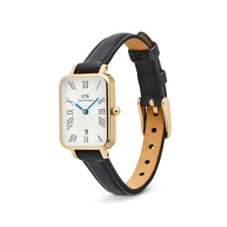 Daniel Wellington DW00100865 ženski sat Quadro Gold Tone Roman Numerals Cobalt Blue kazaljke Black kožni kaiš 20mm