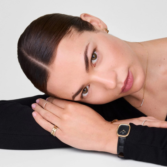 Daniel Wellington DW00100880 ženski sat Margot Gold Tone Black Croc kožni kaiš Onyx Ceramic Dial 24mm