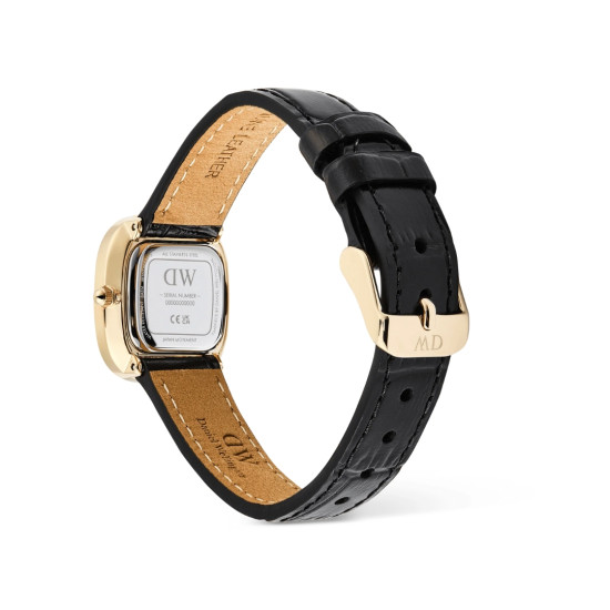 Daniel Wellington DW00100880 ženski sat Margot Gold Tone Black Croc kožni kaiš Onyx Ceramic Dial 24mm
