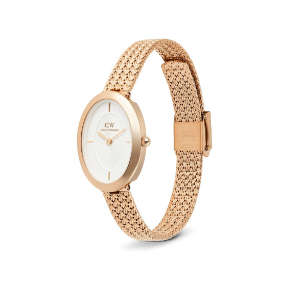 Daniel Wellington DW00100883 ženski sat Juliette Oval Rose Gold Tone pletena mrežasta narukvica Sunray Dial 20mm