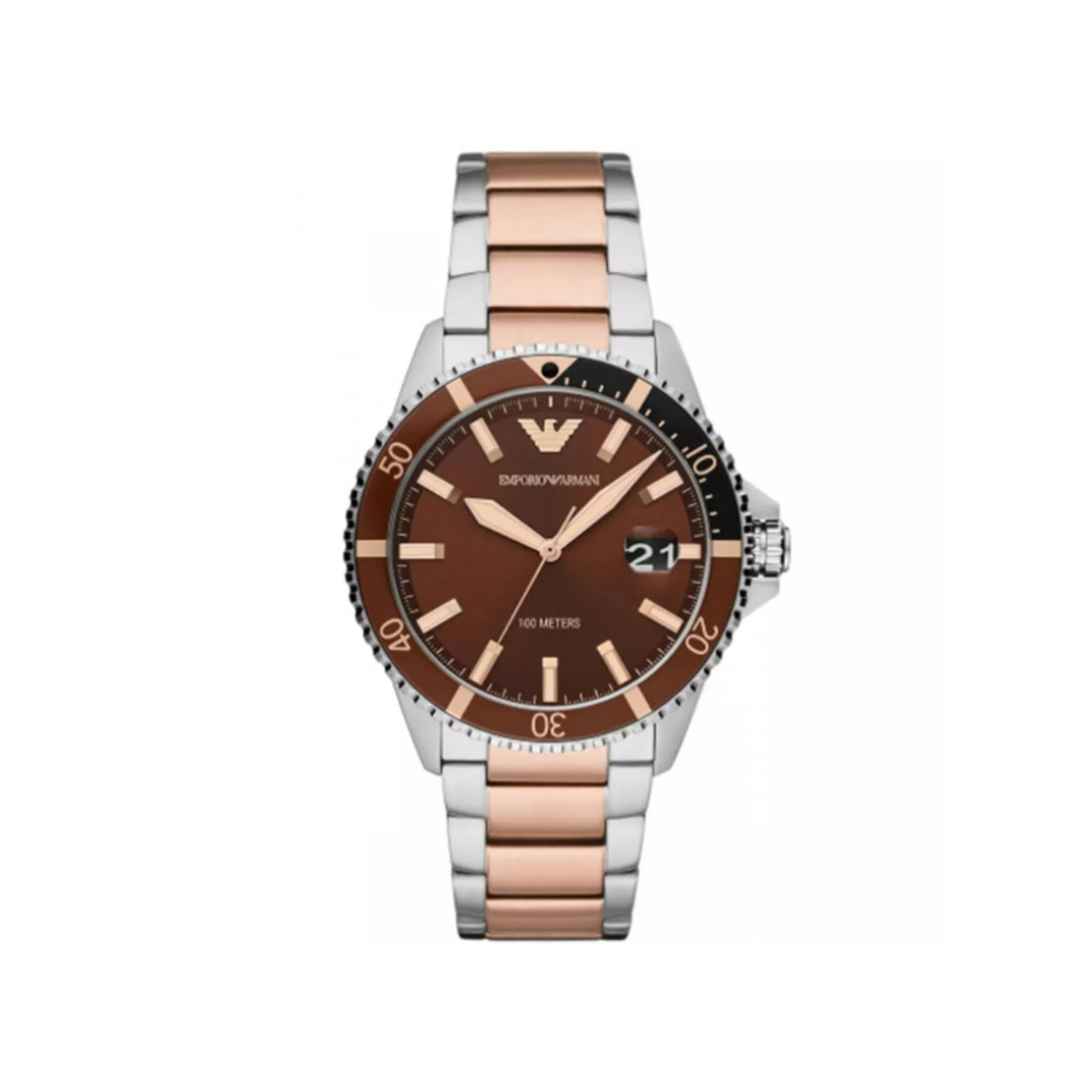 Emporio Armani AR11340 muški sat Diver Two Tone Rose Gold Silver ...