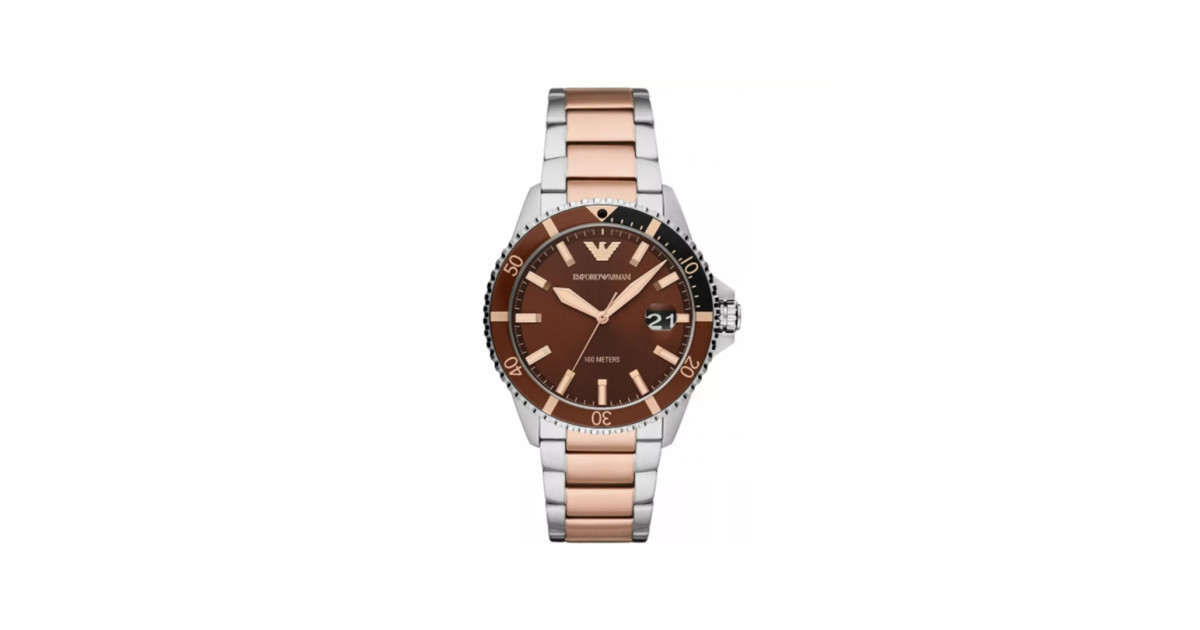 Emporio Armani AR11340 muški sat Diver Two Tone Rose Gold Silver ...