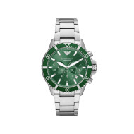 Emporio Armani AR11500 muški sat World Explorer Chronograph Silver Stainless Steel Sunray Forest Green Dial 43mm 10ATM