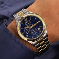 Emporio Armani AR11579 muški sat Paolo Chronograph Two Tone Silver Gold Stainless Steel Deep Blue Dial 42mm