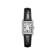 Emporio Armani AR11623 ženski sat Silver Stainless Steel kožni kaiš pravougaoni Roman Numerals Sunray White Dial 22mm