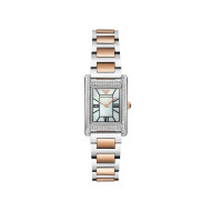 Emporio Armani AR11626 ženski sat Two Tone Rose Gold Silver Stainless Steel pravougaoni Roman Numerals Mother Of Pearl Dial 22mm