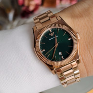 Emporio Armani AR11639 ženski sat Federica Rose Gold Tone Stainless Steel Deep Green Dial 32mm