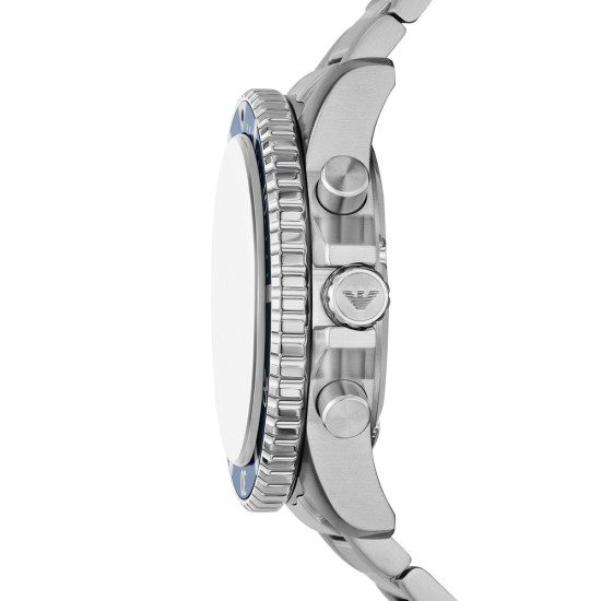 Emporio Armani AR11681 muški sat World Explorer Solar Chronograph Silver Stainless Steel Sapphire Crystal Blue Sunray Dial 43mm