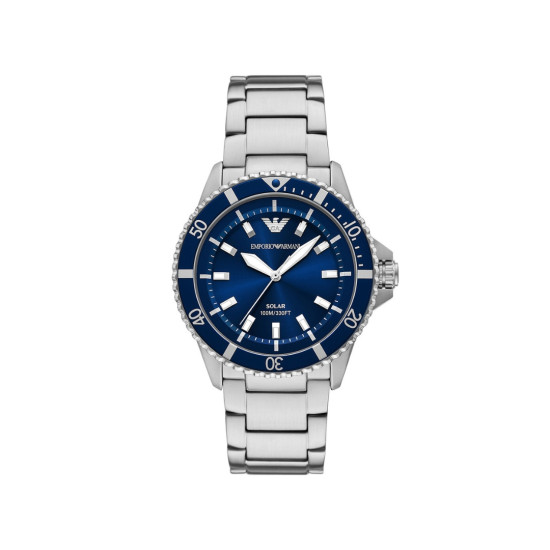 Emporio Armani AR11697 muški sat World Explorer Solar Stainless Steel Sapphire Crystal Sunray Marine Blue Dial 42mm
