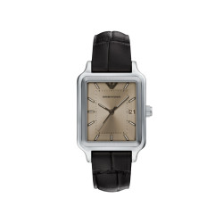 Emporio Armani AR11756 muški sat Classic Vintage Style pravougaoni Brown kožni kaiš Sunray Champagne Dial 36mm Old money vibe