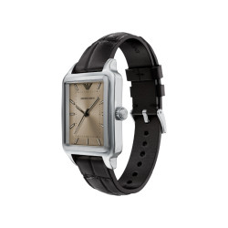 Emporio Armani AR11756 muški sat Classic Vintage Style pravougaoni Brown kožni kaiš Sunray Champagne Dial 36mm Old money vibe