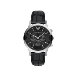 Emporio Armani AR11820 muški sat Archetipo Chronograph Black Sunray Dial 43mm Black kožni kaiš Dress Watch