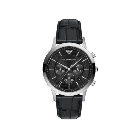 Emporio Armani AR11820 muški sat Archetipo Chronograph Black Sunray Dial 43mm Black kožni kaiš Dress Watch