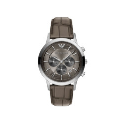 Emporio Armani AR11821 muški sat Archetipo Chronograph Smoky Grey Sunray Dial 43mm Taupe Color kožni kaiš Dress Watch