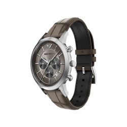 Emporio Armani AR11821 muški sat Archetipo Chronograph Smoky Grey Sunray Dial 43mm Taupe Color kožni kaiš Dress Watch
