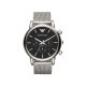 Emporio Armani AR1808 muški sat Luigi Chronograph Mesh Band Silver Stainless Steel Sunray Black Dial 46mm