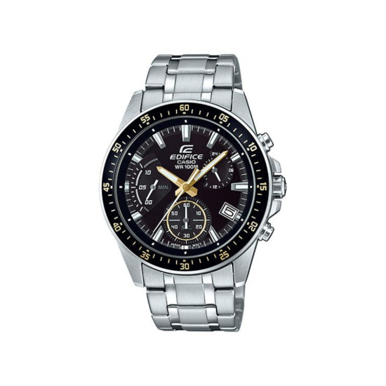 Casio Edifice EFV-540D-1A9 muški sat Everyday Chrograph Compact Case Black Dial Gold Tone detail