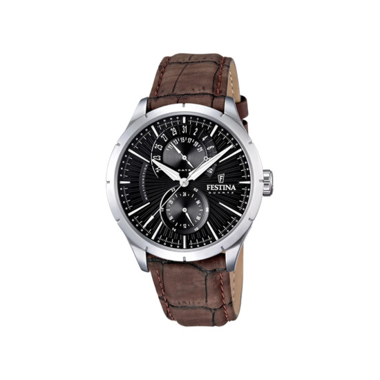 Festina F16573/4 muški sat MULTIFUNCTION COLLECTION Retro Sport Classic Brown kožni kaiš Black Dial 45mm Bestseller