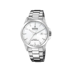 Festina F20024/2 muški sat CLASSICS Swiss Made Silver Stainless Steel Sapphire Crystal Sunray White Dial 41mm