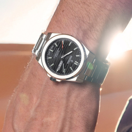 Festina F20073/5 muški sat Dune Swiss Made Silver Stainless Steel Sapphire Crystal Black Dial 40mm 10ATM