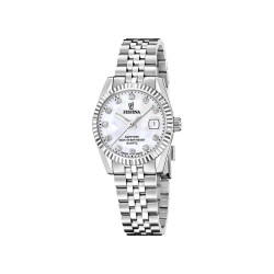 Festina F20087/1 ženski sat Swiss Made Classic Silver Stainless Steel Sapphire Glass Mother-of-Pearl Dial 29mm 10ATM