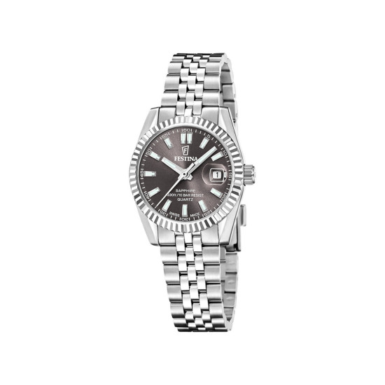 Festina F20087/6 ženski sat Swiss Made Classic Silver Stainless Steel Sapphire Glass Sunray Deep Gray Dial 29mm 10ATM