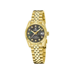 Festina F20089/3 ženski sat Swiss Made Classic Gold Stainless Steel Sapphire Glass Black Mother-of-Pearl Dial 29mm 10ATM