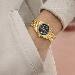 Festina F20089/3 ženski sat Swiss Made Classic Gold Stainless Steel Sapphire Glass Black Mother-of-Pearl Dial 29mm 10ATM